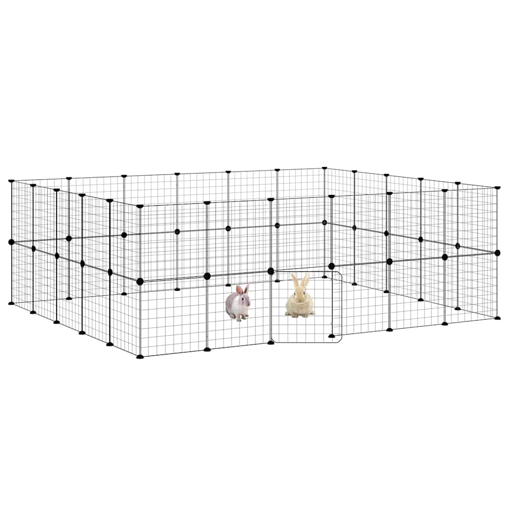Kavez za ljubimce s 44 panela i vratima crni 35 x 35 cm čelični
