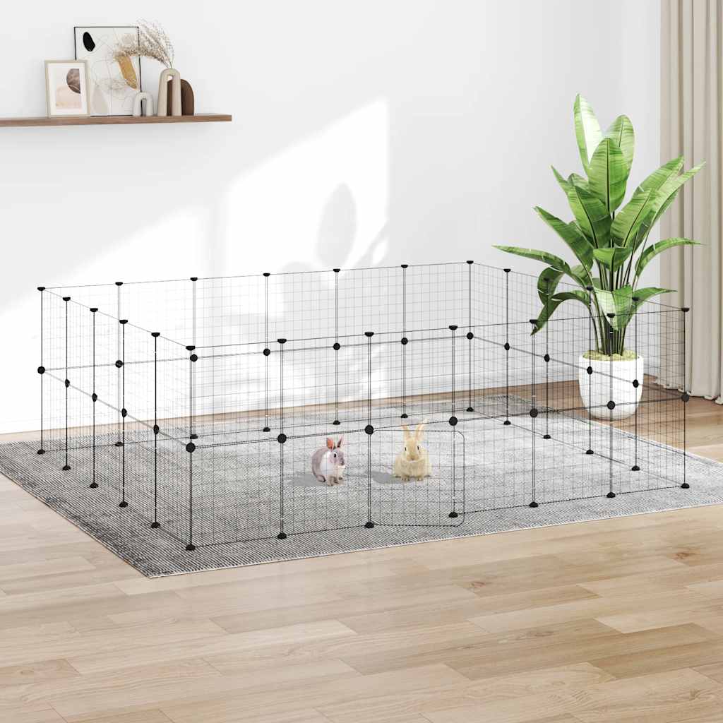 Kavez za ljubimce s 44 panela i vratima crni 35 x 35 cm čelični