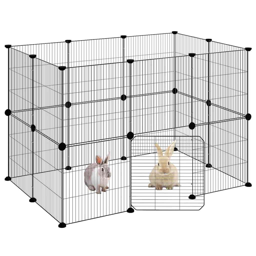 Kavez za ljubimce s 20 panela i vratima crni 35 x 35 cm čelični