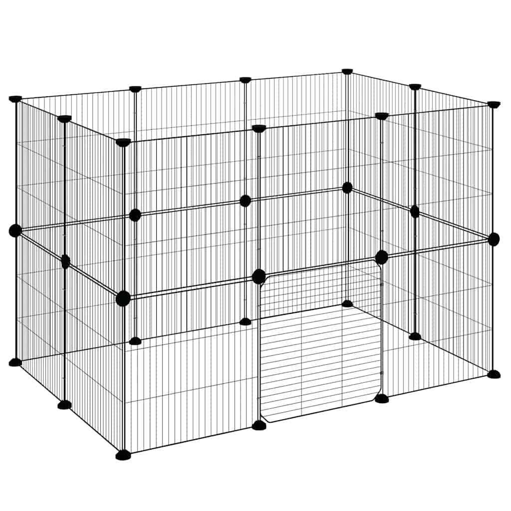 Kavez za ljubimce s 20 panela i vratima crni 35 x 35 cm čelični