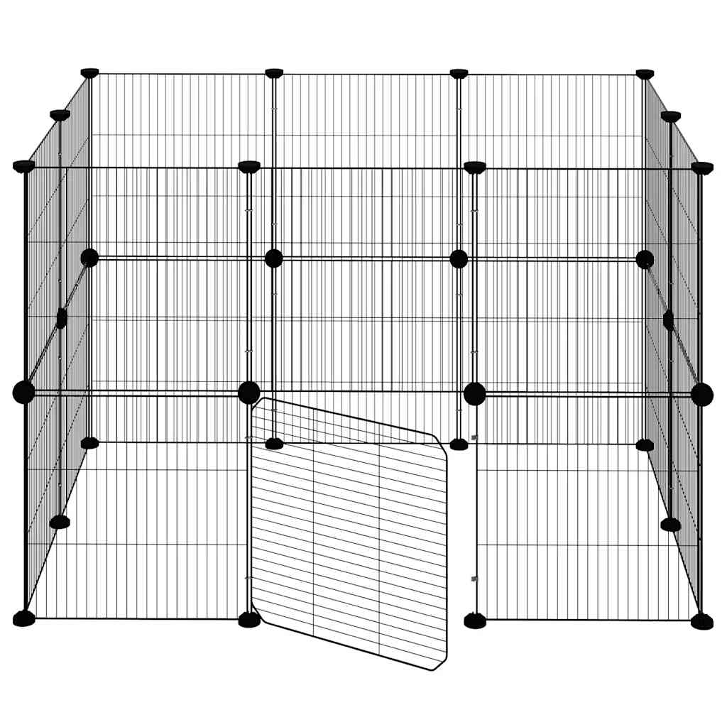 Kavez za ljubimce s 20 panela i vratima crni 35 x 35 cm čelični