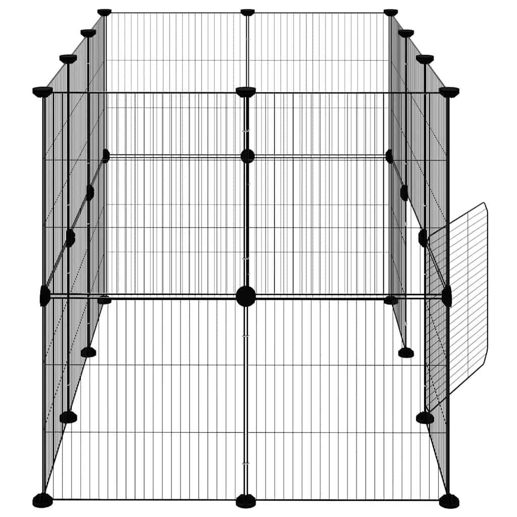 Kavez za ljubimce s 20 panela i vratima crni 35 x 35 cm čelični