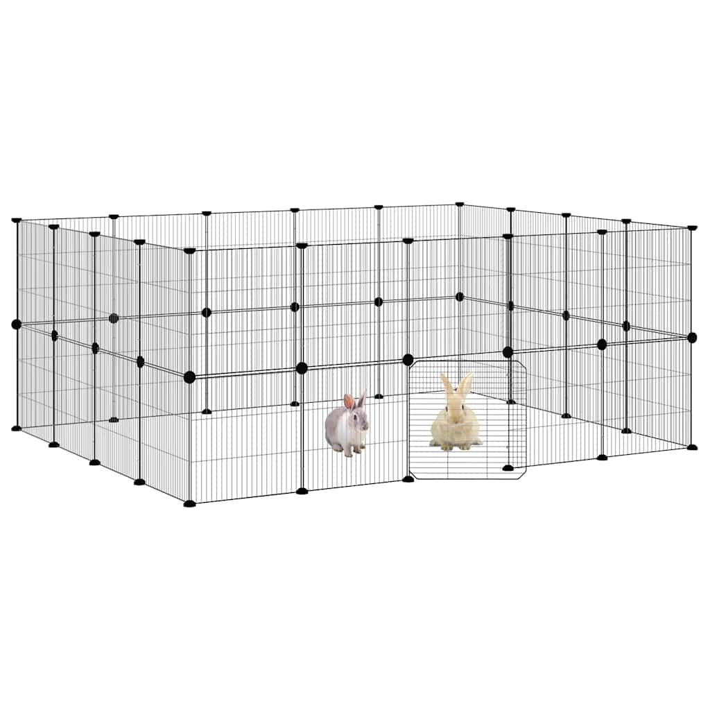 Kavez za ljubimce s 36 panela i vratima crni 35 x 35 cm čelični