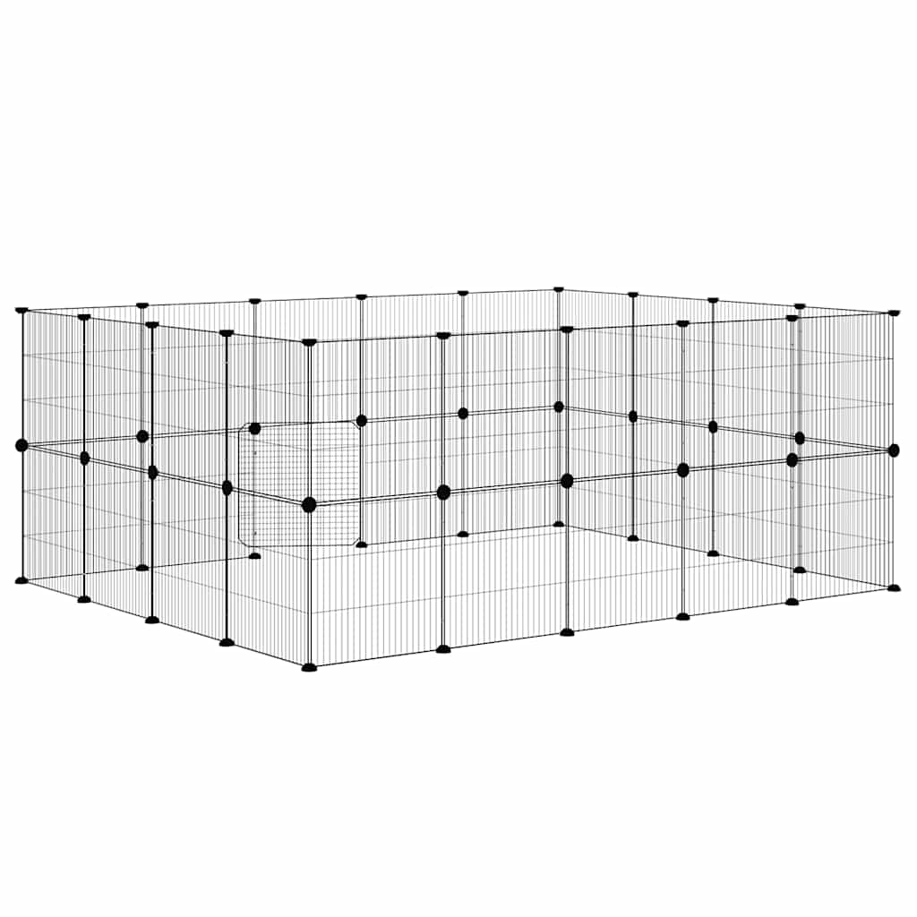 Kavez za ljubimce s 36 panela i vratima crni 35 x 35 cm čelični