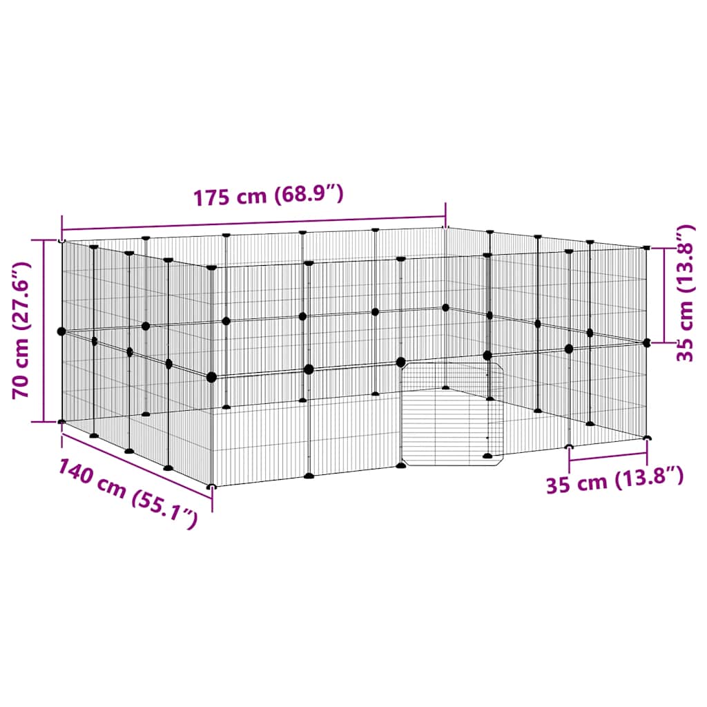 Kavez za ljubimce s 36 panela i vratima crni 35 x 35 cm čelični