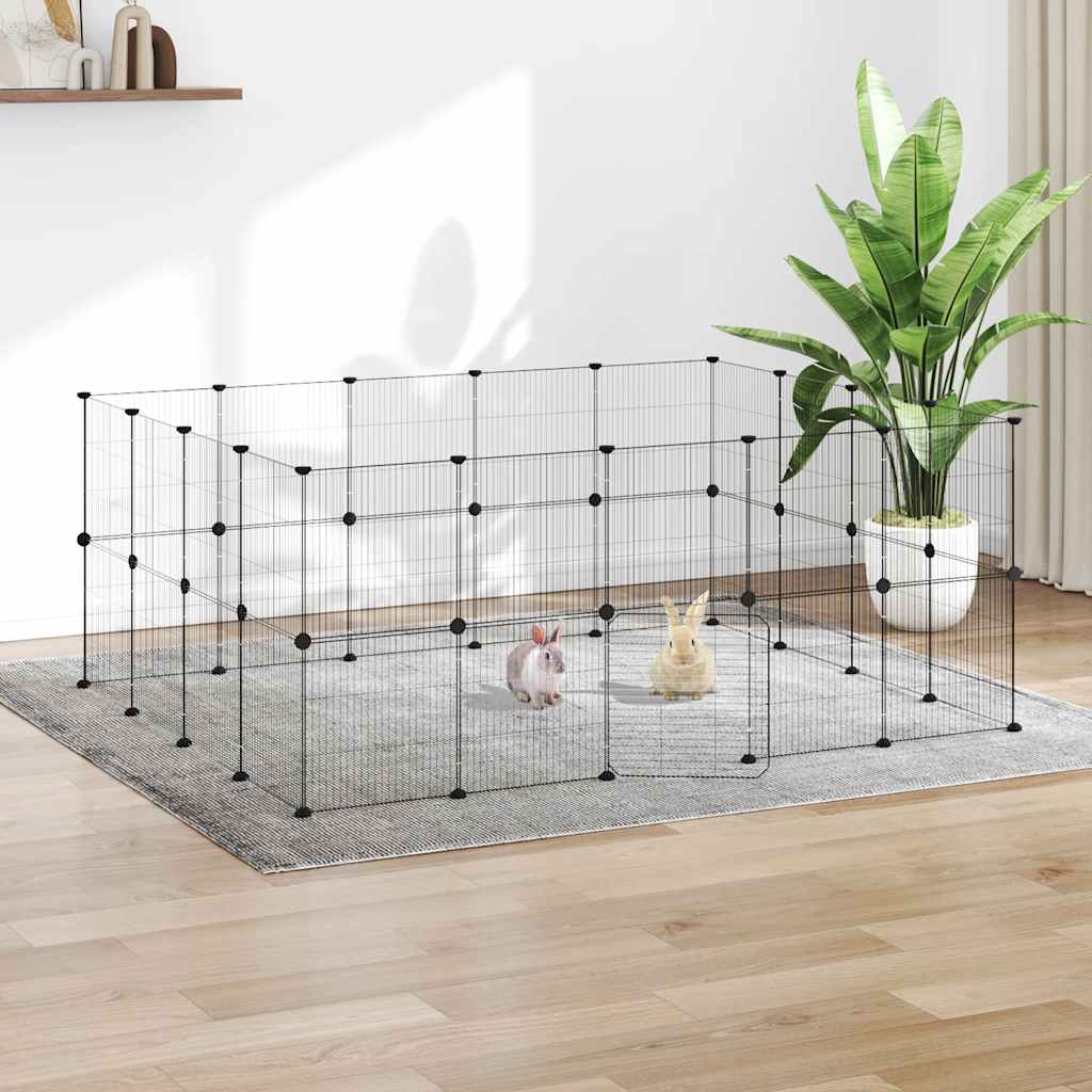 Kavez za ljubimce s 36 panela i vratima crni 35 x 35 cm čelični