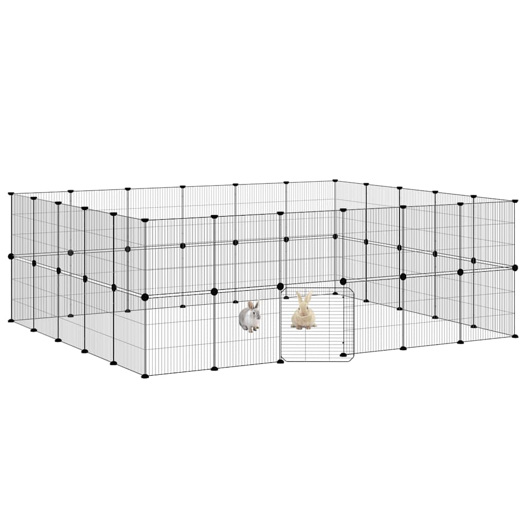 Kavez za ljubimce s 44 panela i vratima crni 35 x 35 cm čelični