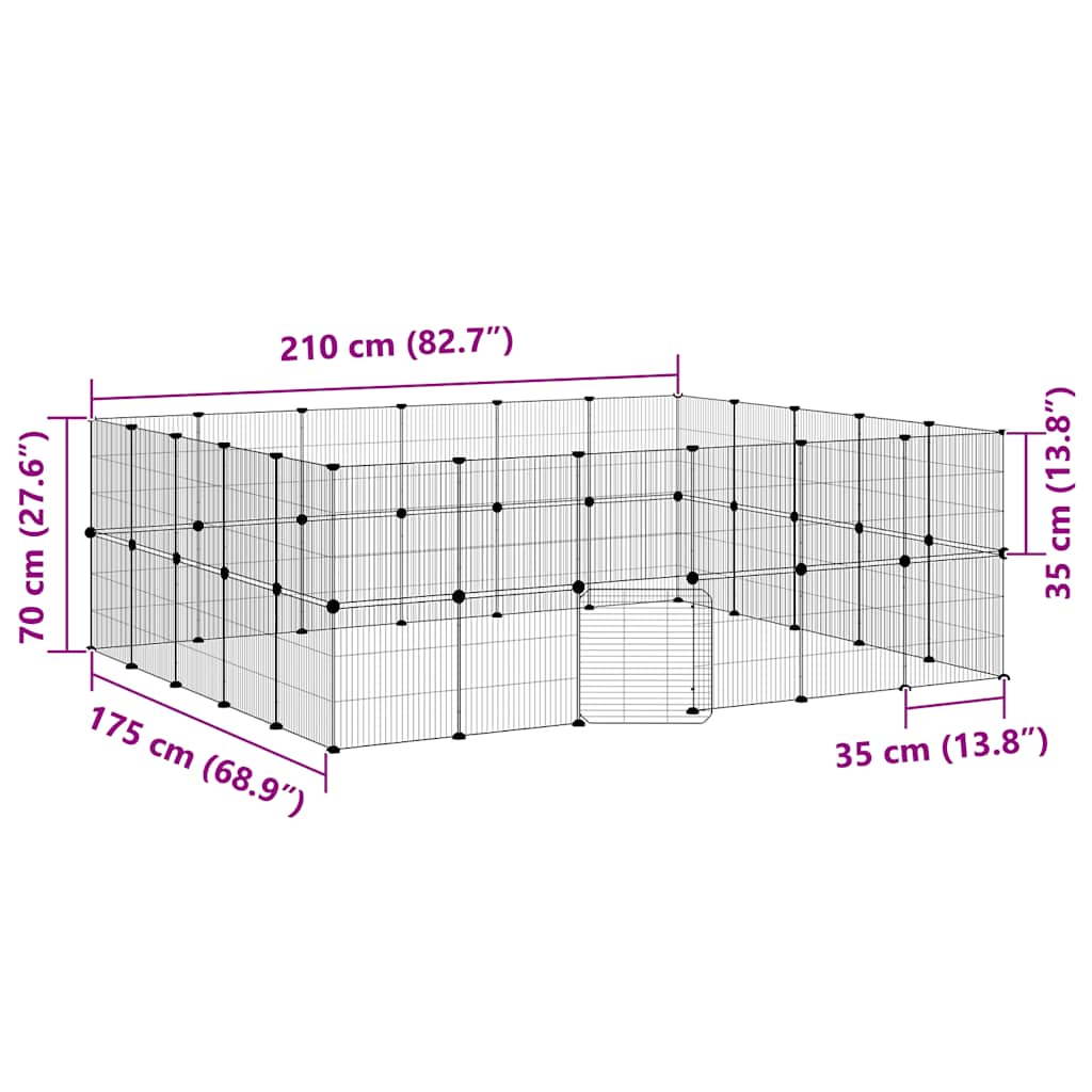 Kavez za ljubimce s 44 panela i vratima crni 35 x 35 cm čelični
