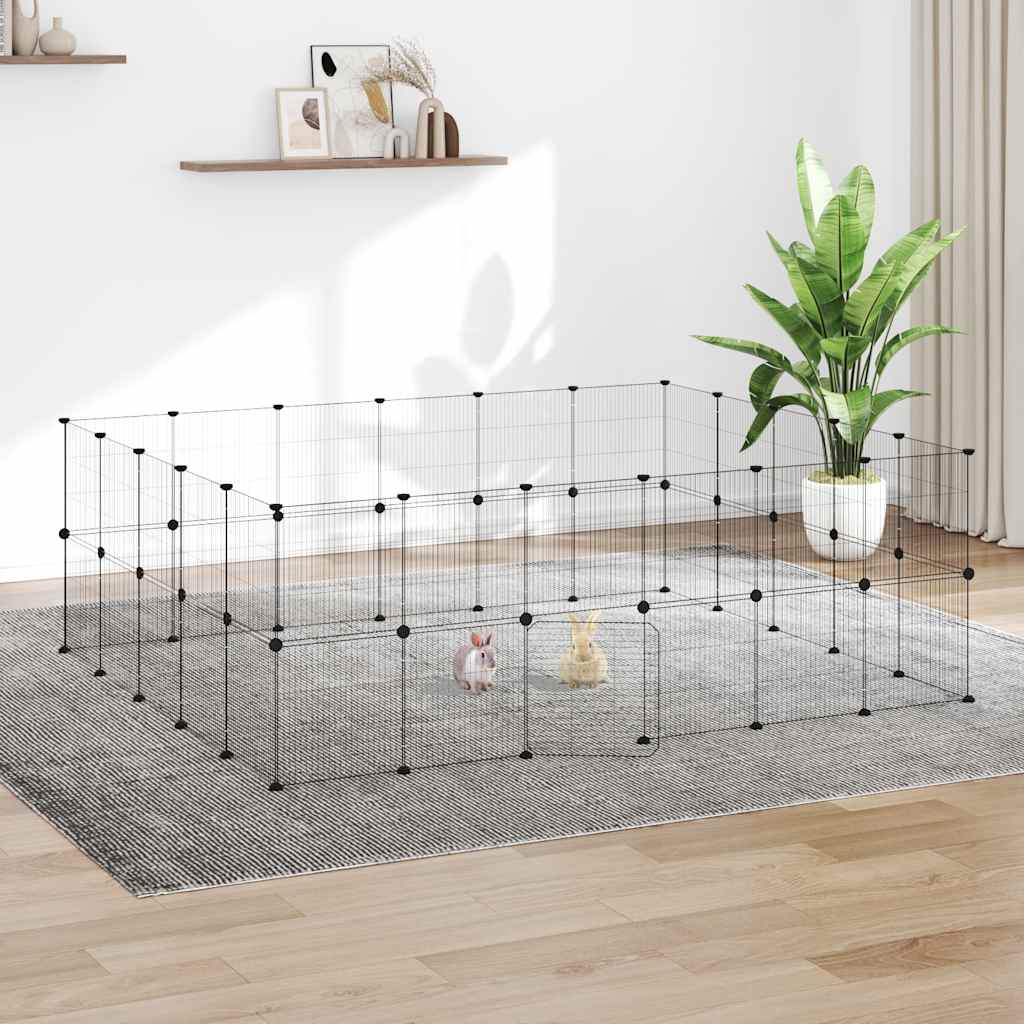 Kavez za ljubimce s 44 panela i vratima crni 35 x 35 cm čelični