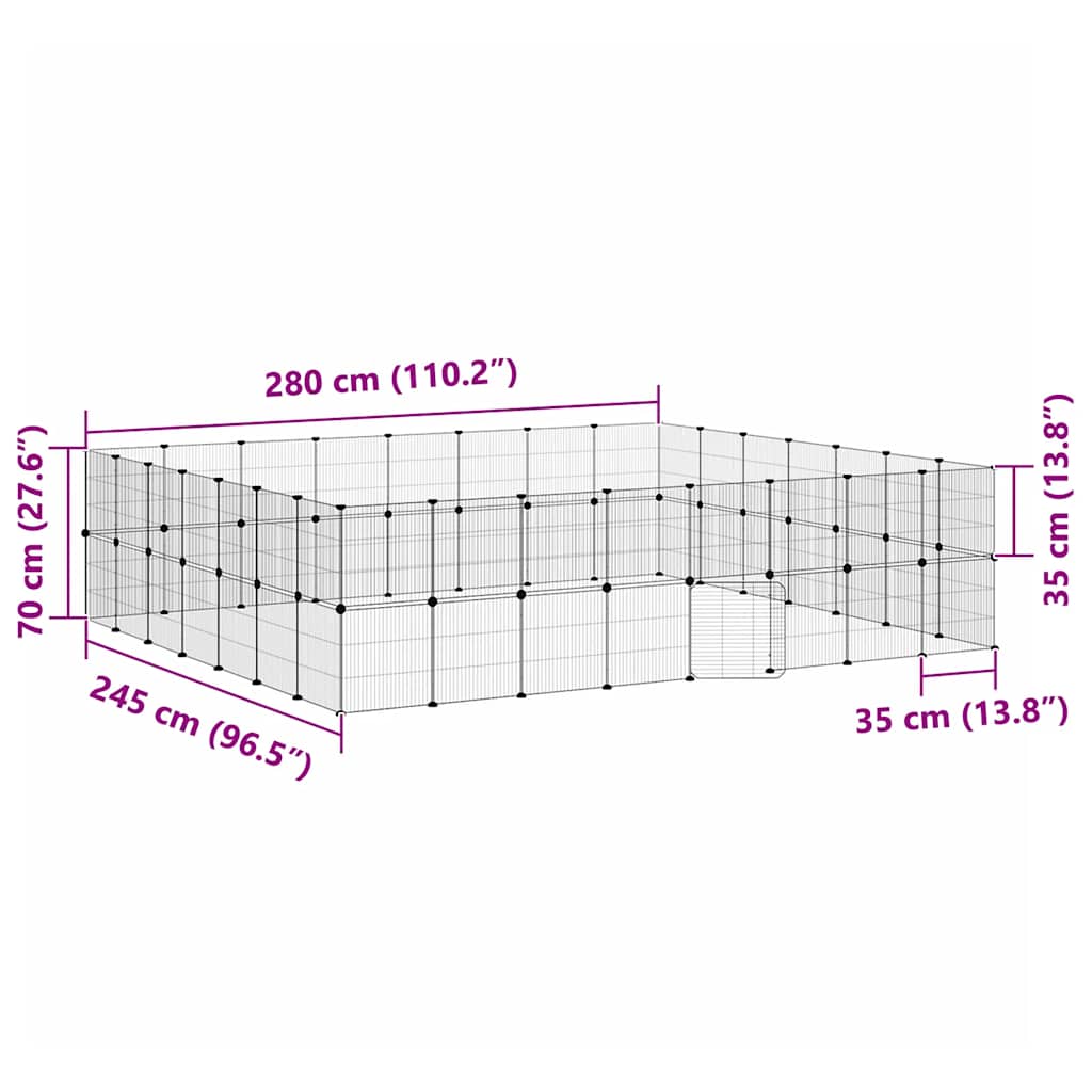 Kavez za ljubimce sa 60 panela i vratima crni 35x35 cm čelični