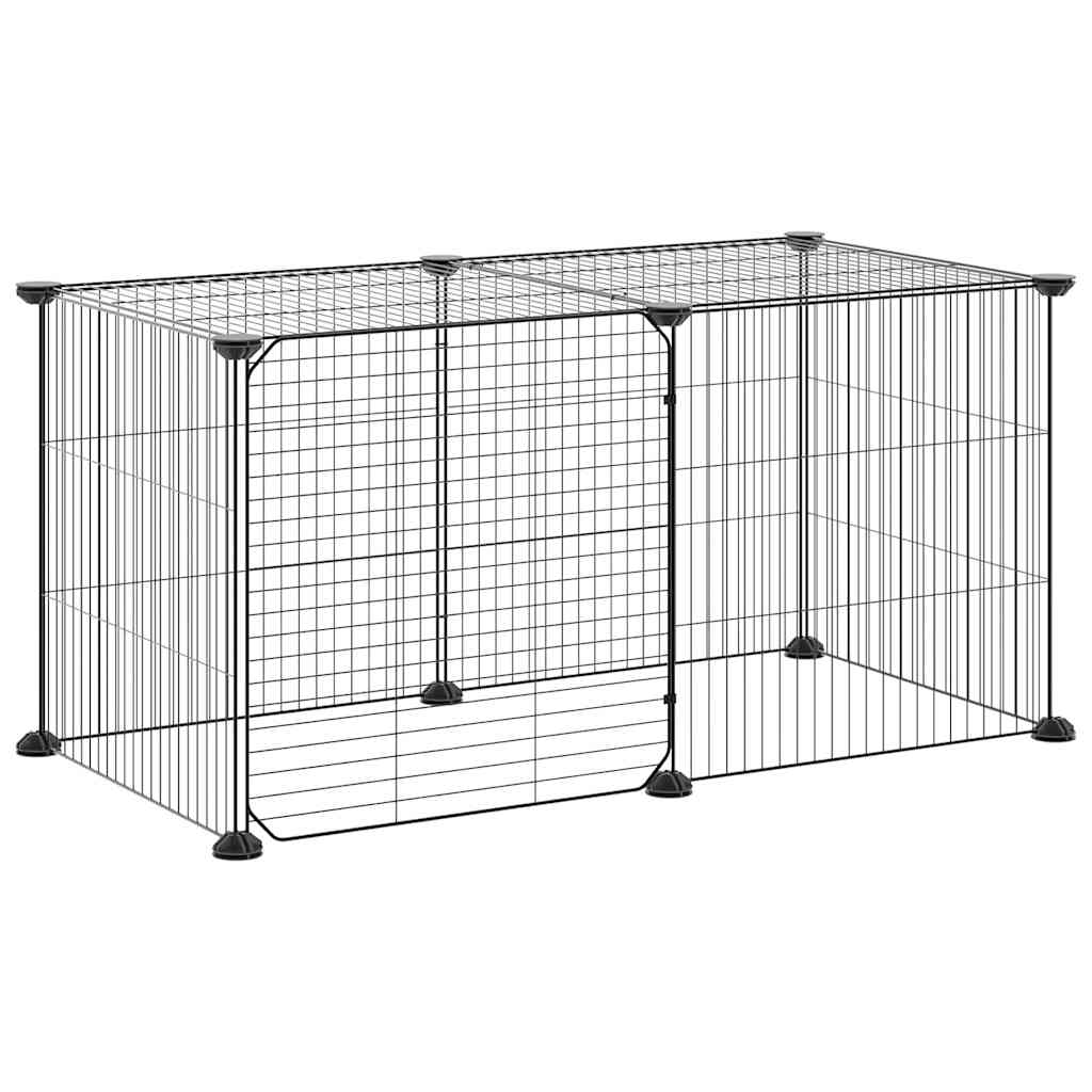 Kavez za ljubimce s 8 panela i vratima crni 35 x 35 cm čelični