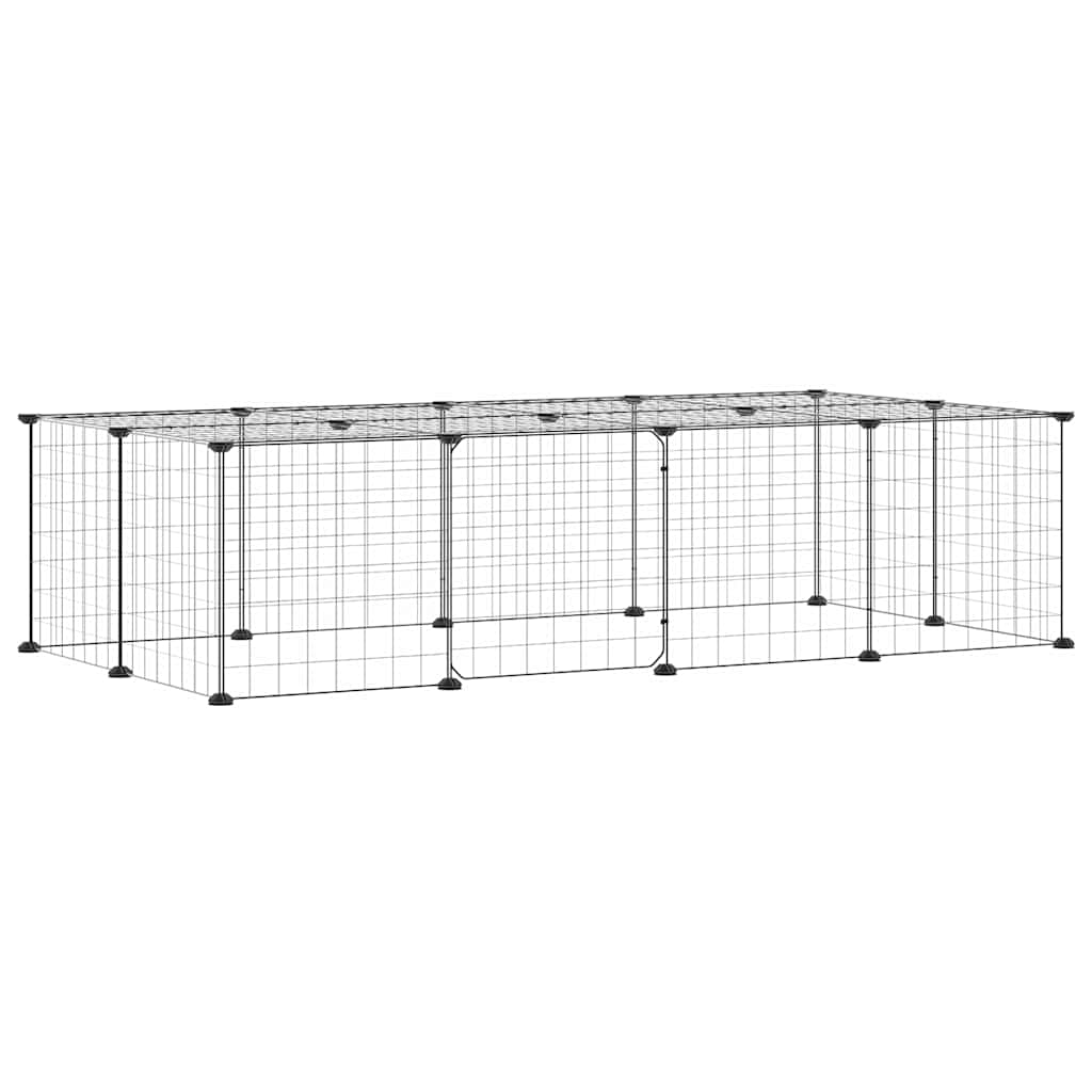 Kavez za ljubimce s 20 panela i vratima crni 35 x 35 cm čelični