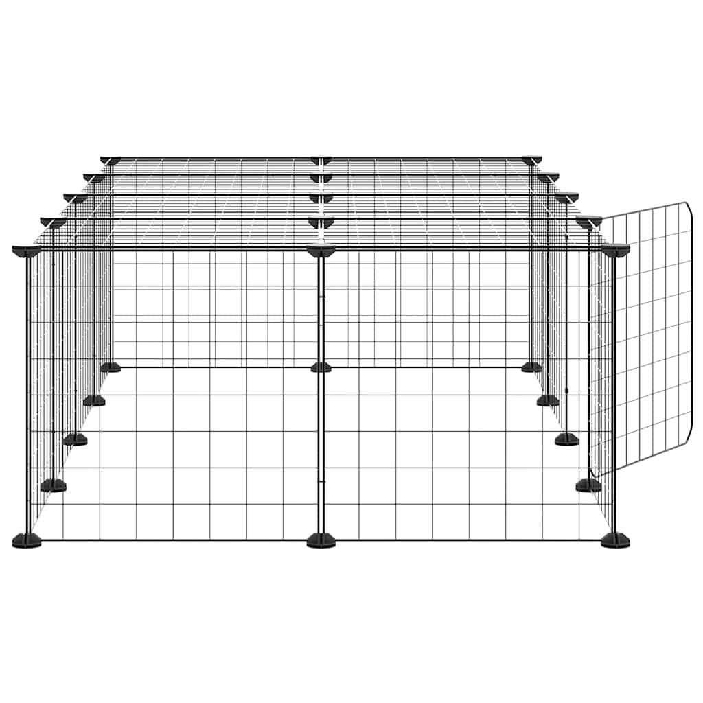 Kavez za ljubimce s 20 panela i vratima crni 35 x 35 cm čelični