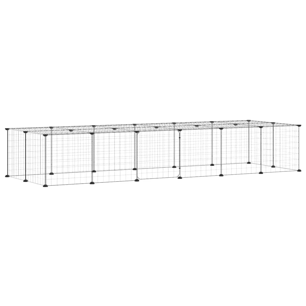 Kavez za ljubimce s 28 panela i vratima crni 35 x 35 cm čelični