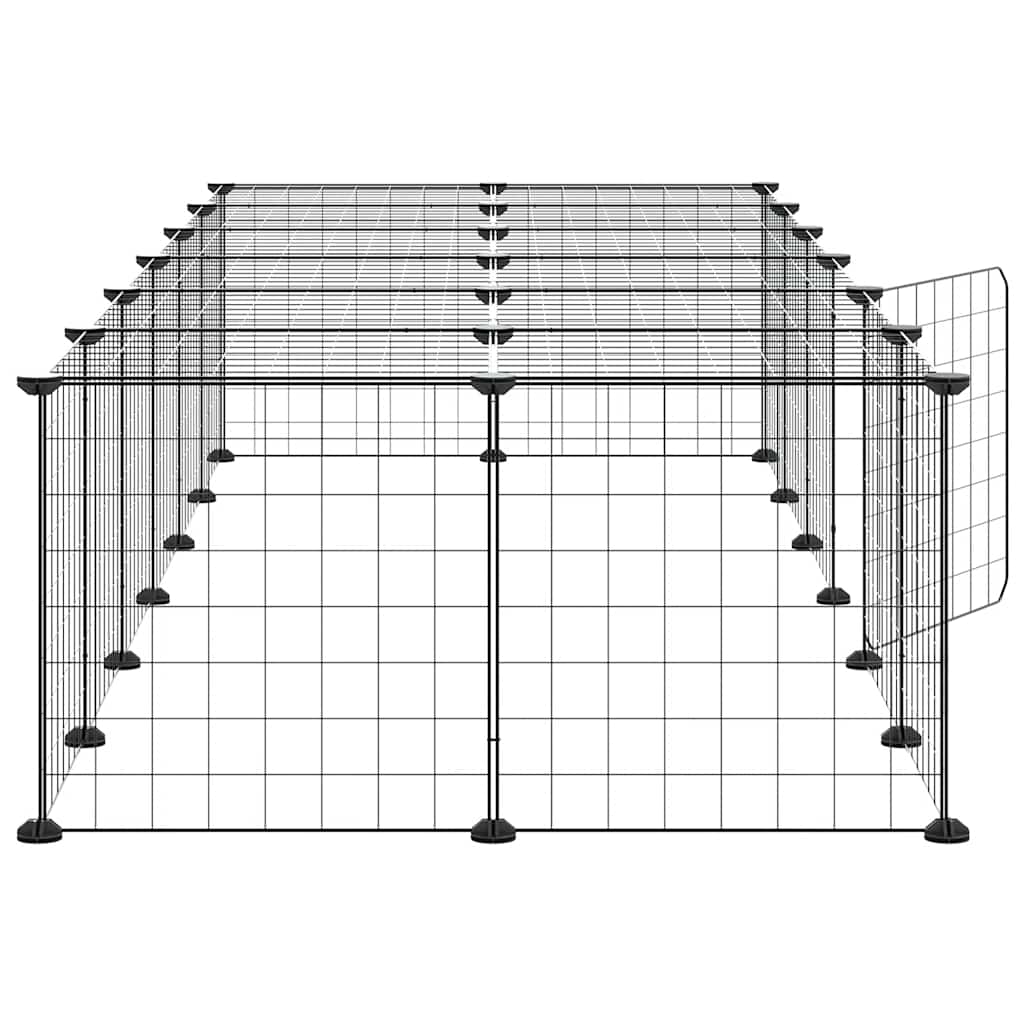 Kavez za ljubimce s 28 panela i vratima crni 35 x 35 cm čelični