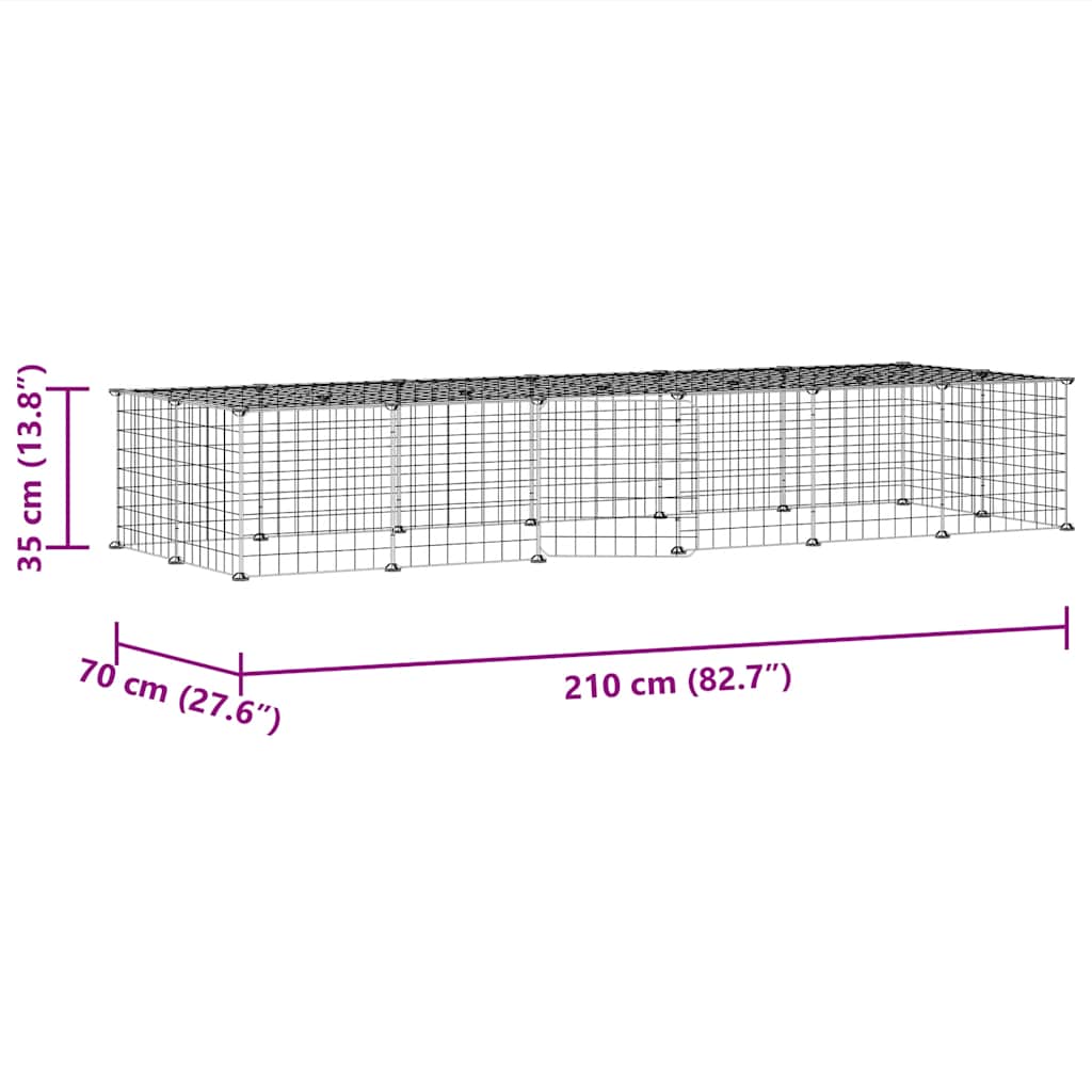 Kavez za ljubimce s 28 panela i vratima crni 35 x 35 cm čelični