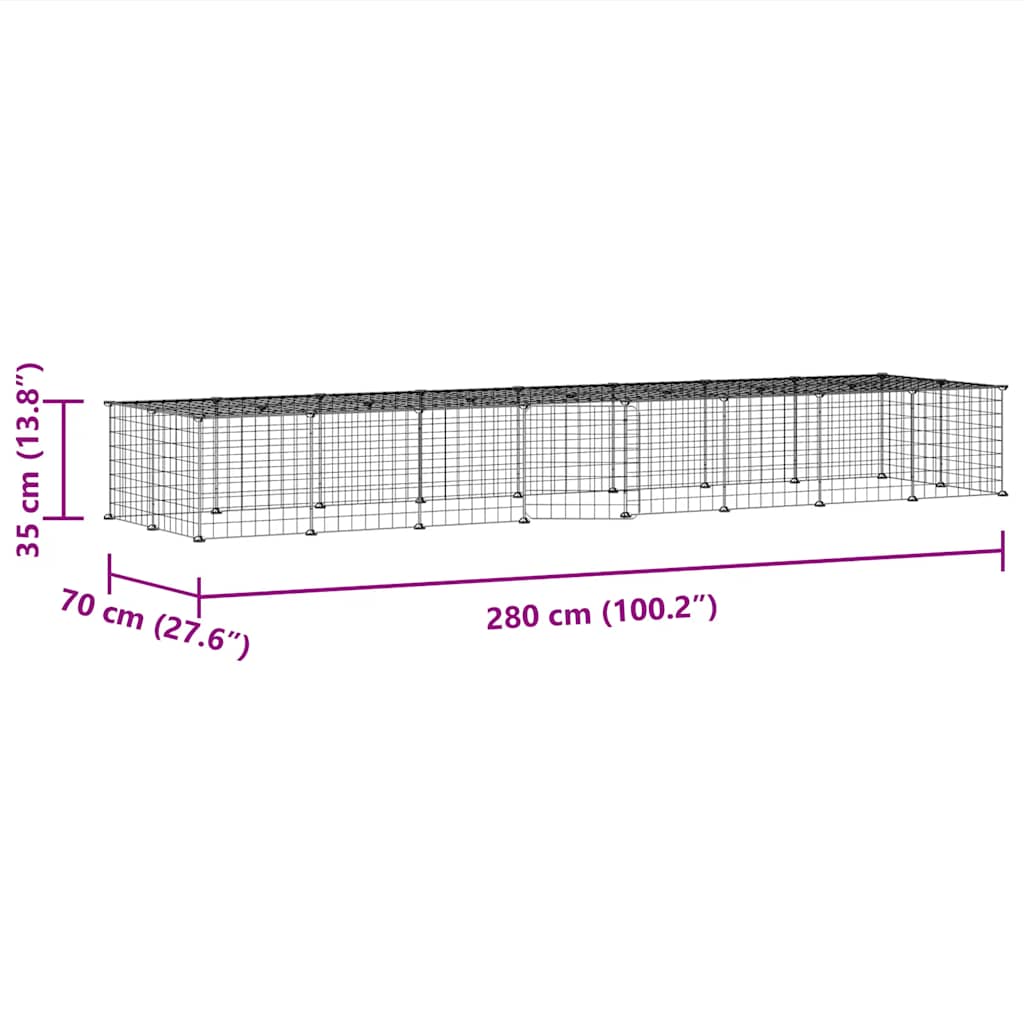 Kavez za ljubimce s 36 panela i vratima crni 35 x 35 cm čelični