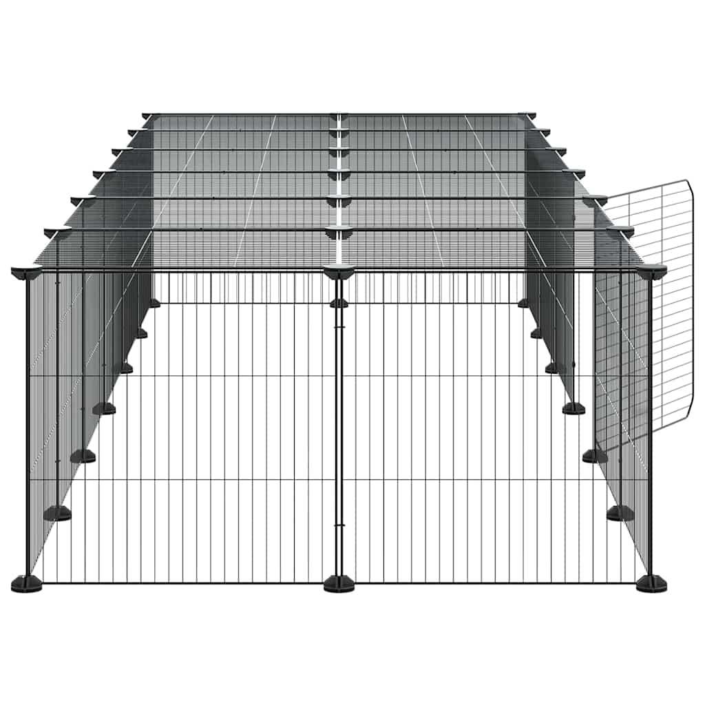 Kavez za ljubimce s 28 panela i vratima crni 35 x 35 cm čelični