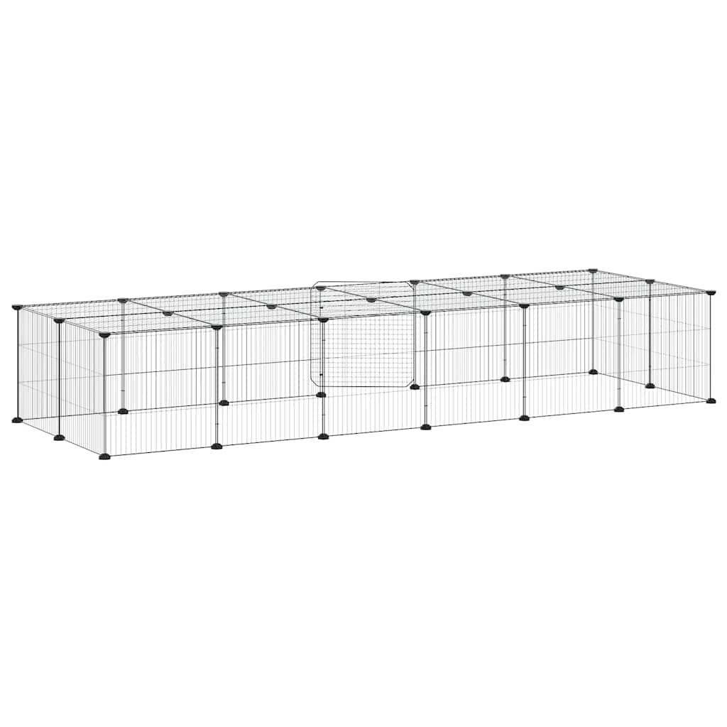 Kavez za ljubimce s 28 panela i vratima crni 35 x 35 cm čelični