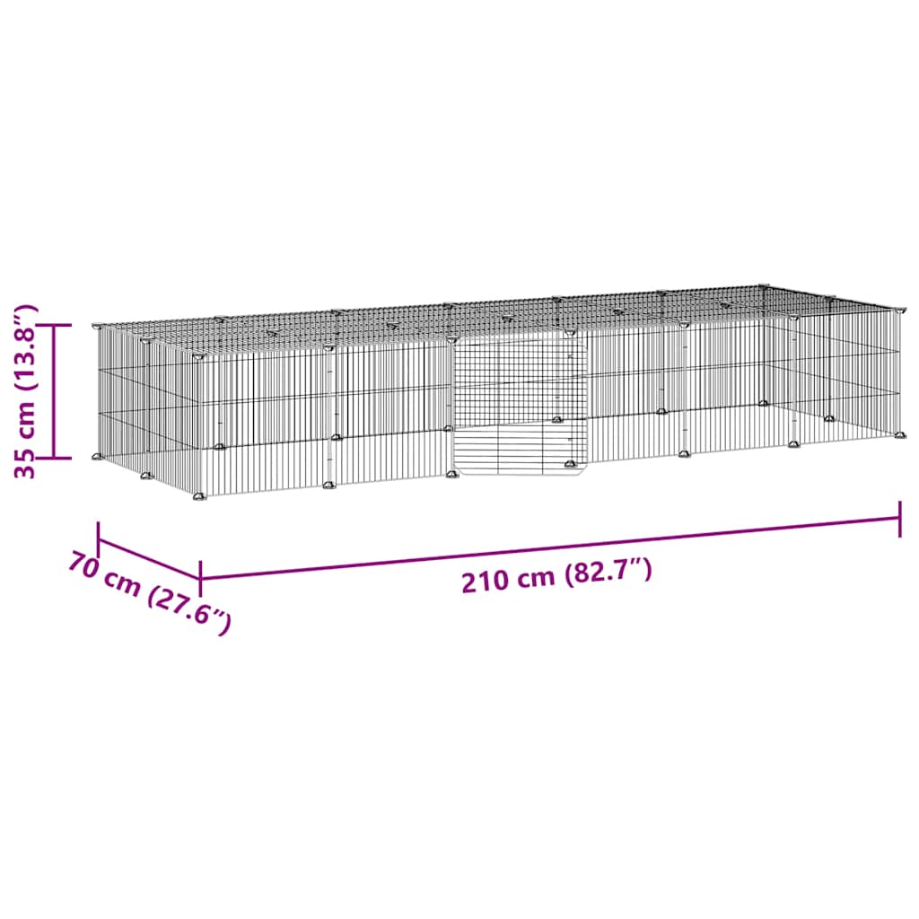 Kavez za ljubimce s 28 panela i vratima crni 35 x 35 cm čelični