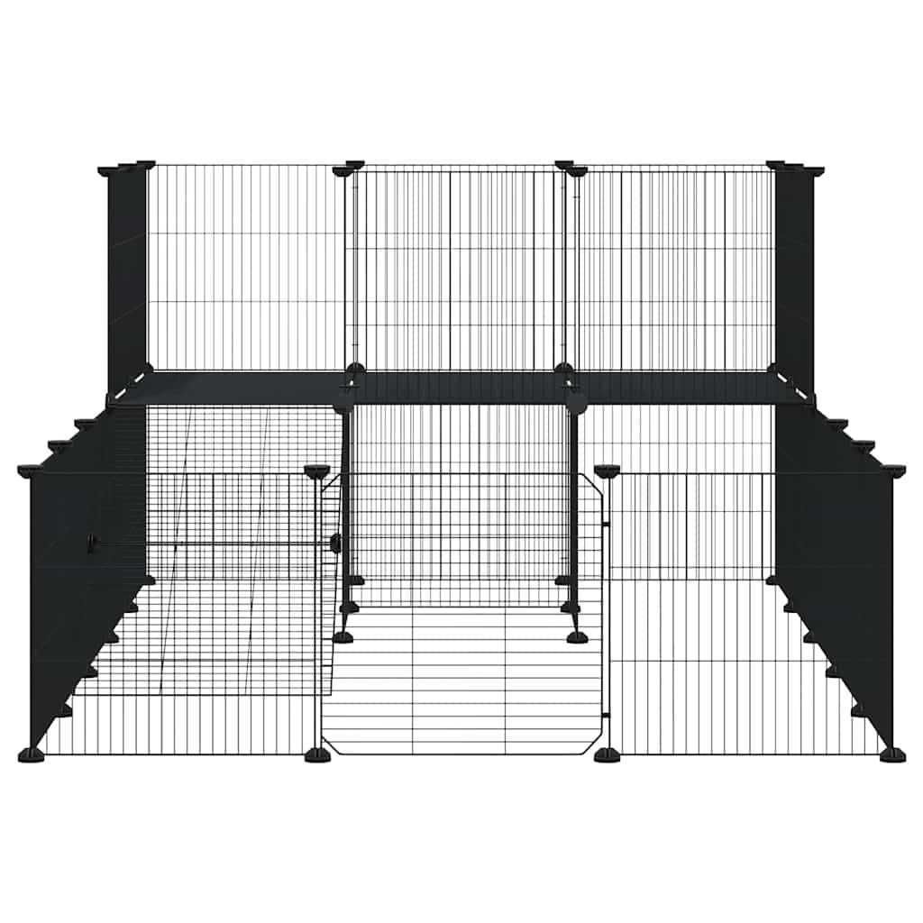 Kavez za ljubimce s 36 panela i vratima crni 35 x 35 cm čelični
