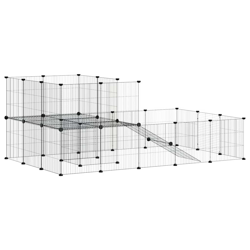 Kavez za ljubimce s 36 panela i vratima crni 35 x 35 cm čelični