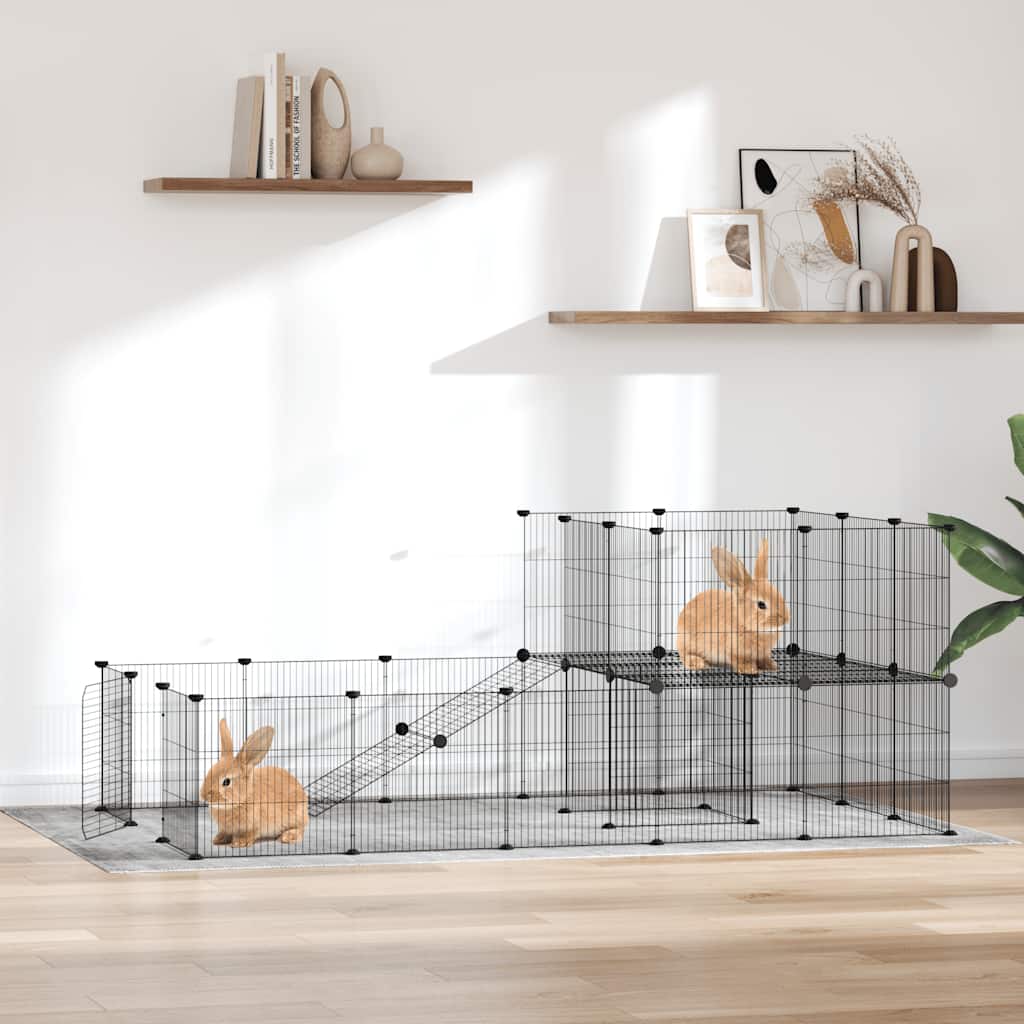 Kavez za ljubimce s 36 panela i vratima crni 35 x 35 cm čelični