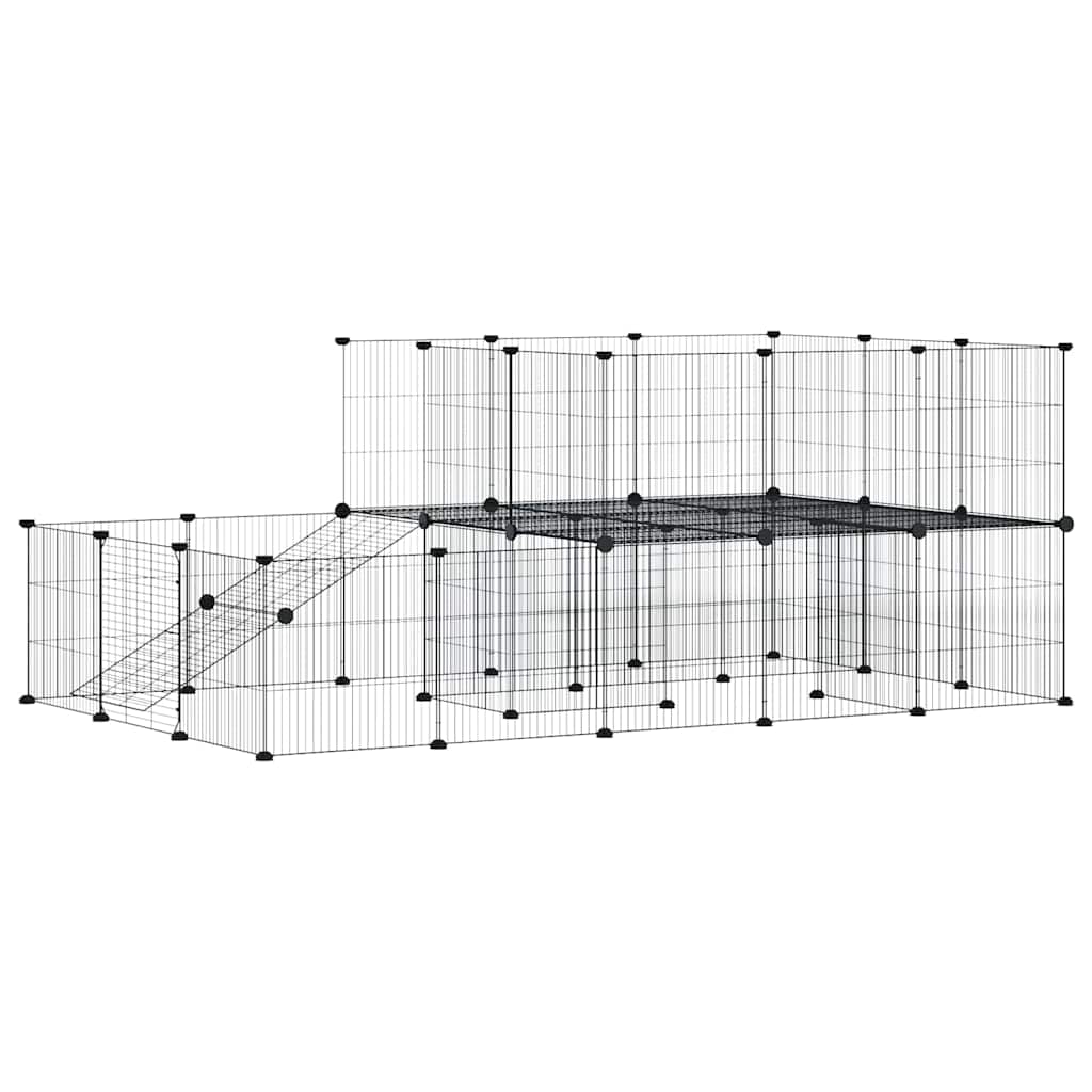 Kavez za ljubimce s 44 panela i vratima crni 35 x 35 cm čelični