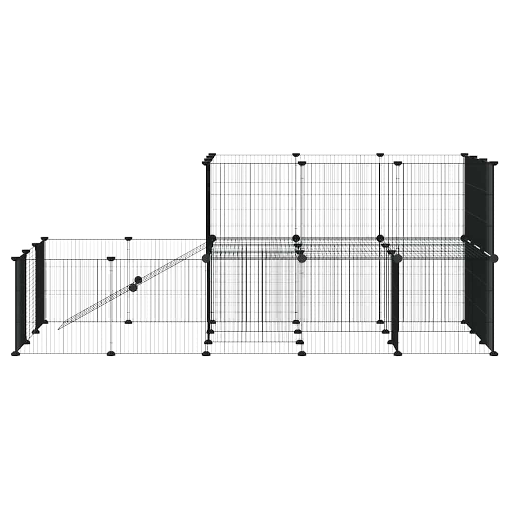 Kavez za ljubimce s 44 panela i vratima crni 35 x 35 cm čelični