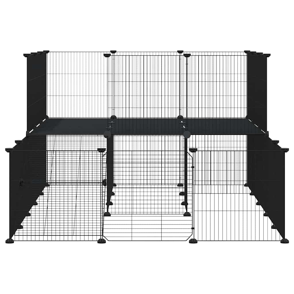 Kavez za ljubimce s 44 panela i vratima crni 35 x 35 cm čelični