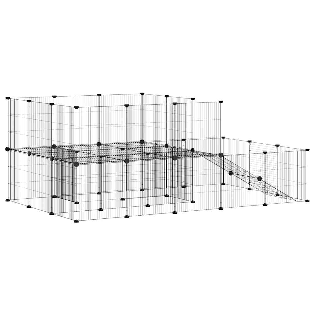 Kavez za ljubimce s 44 panela i vratima crni 35 x 35 cm čelični