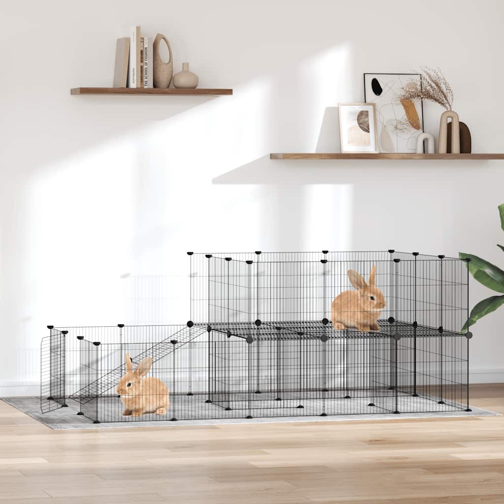 Kavez za ljubimce s 44 panela i vratima crni 35 x 35 cm čelični