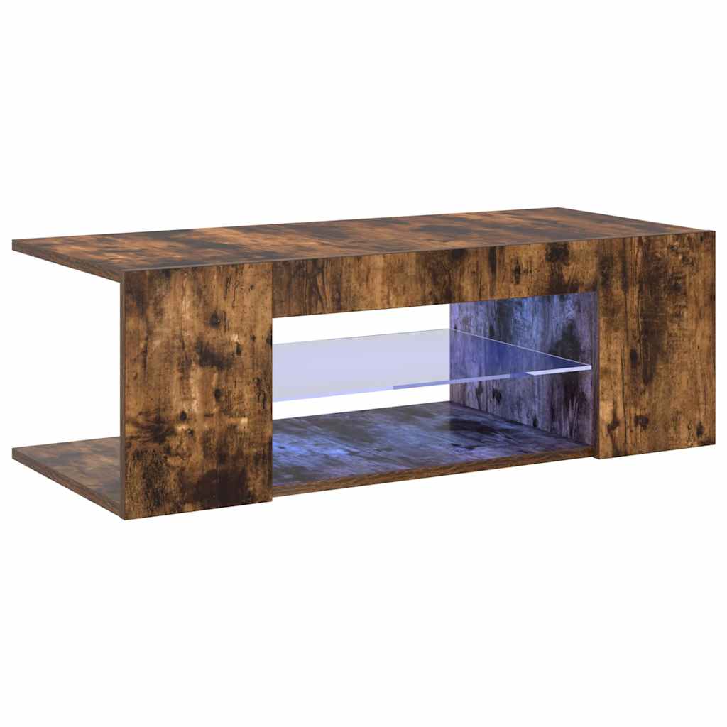TV ormarić s LED svjetlima boja dimljenog hrasta 90x39x30 cm