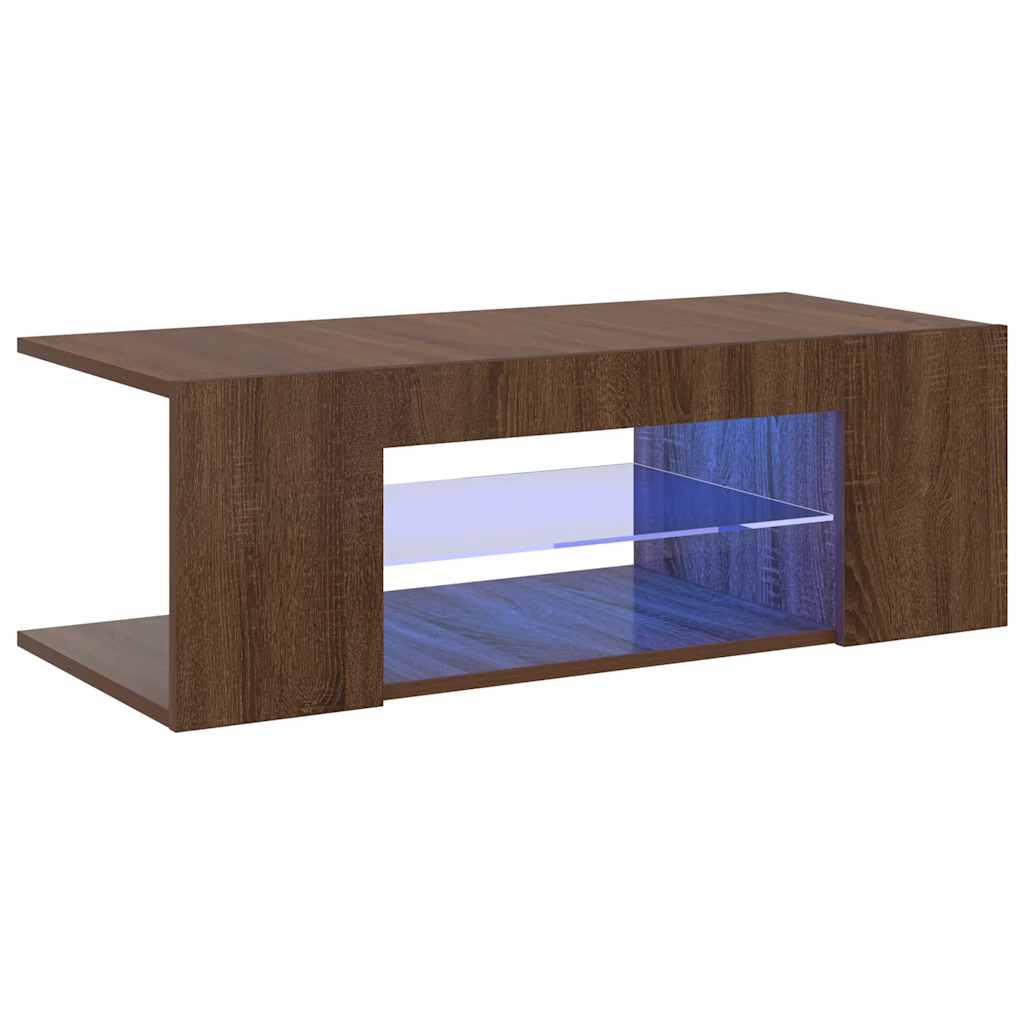 TV ormarić s LED svjetlima boja smeđeg hrasta 90 x 39 x 30 cm
