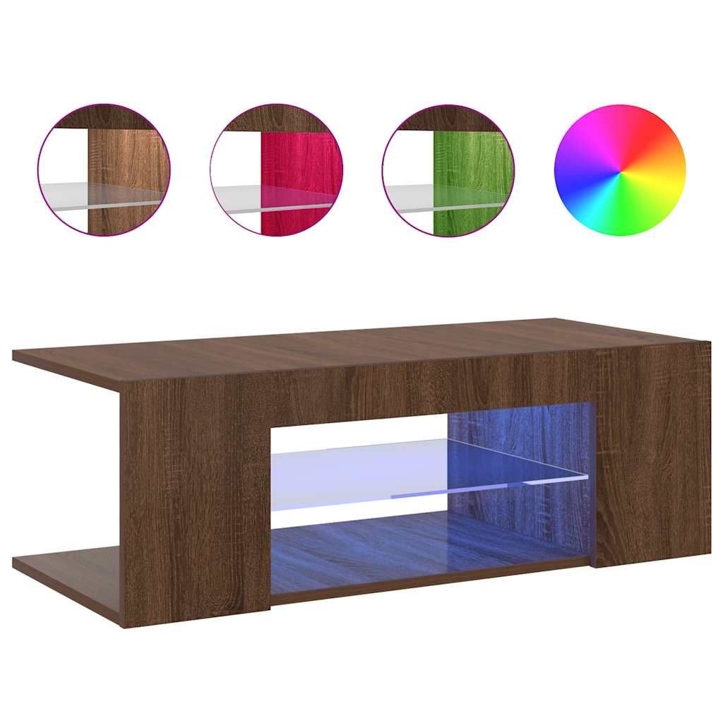 TV ormarić s LED svjetlima boja smeđeg hrasta 90 x 39 x 30 cm