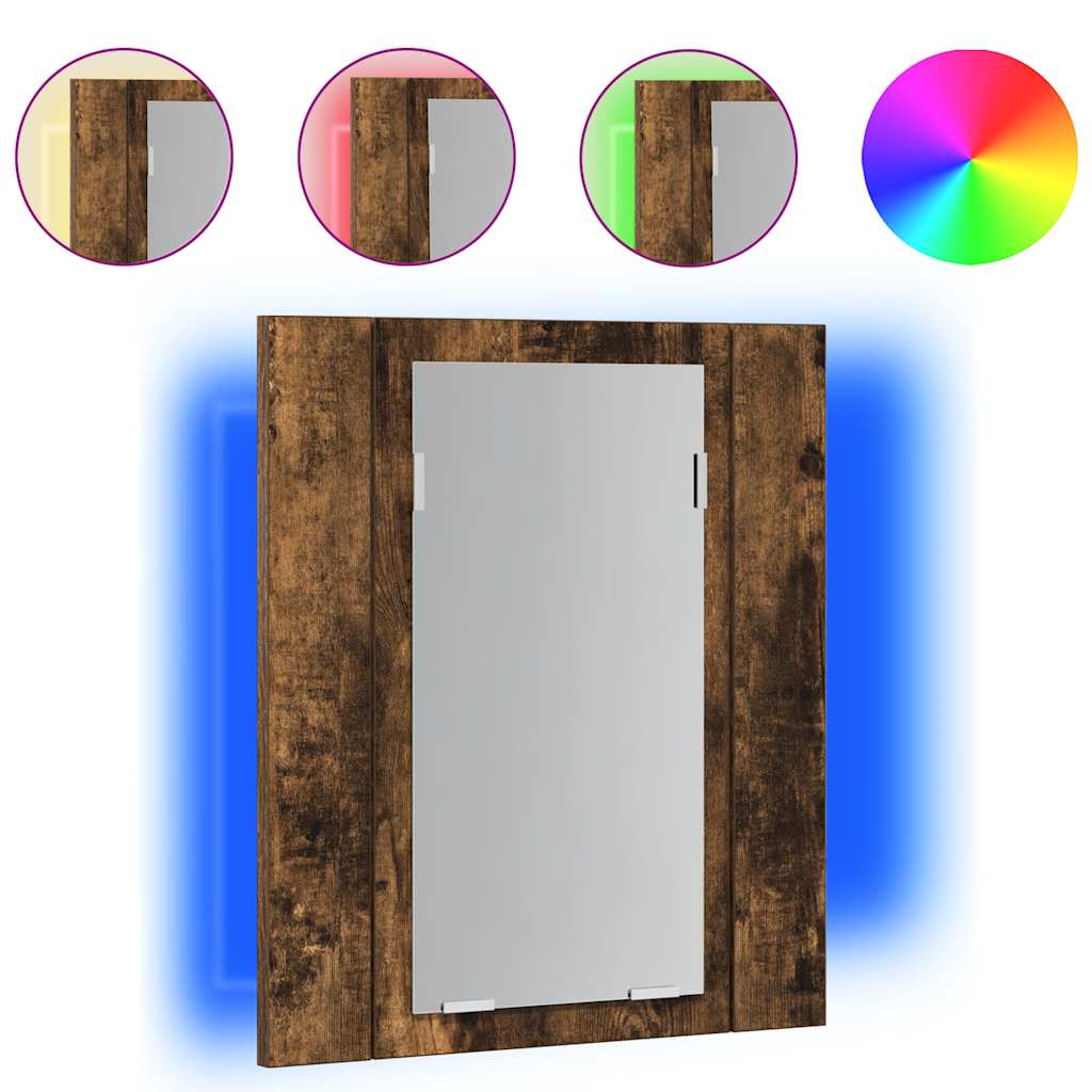 LED kupaonski ormarić s ogledalom boja hrasta 40x12x45cm drveni