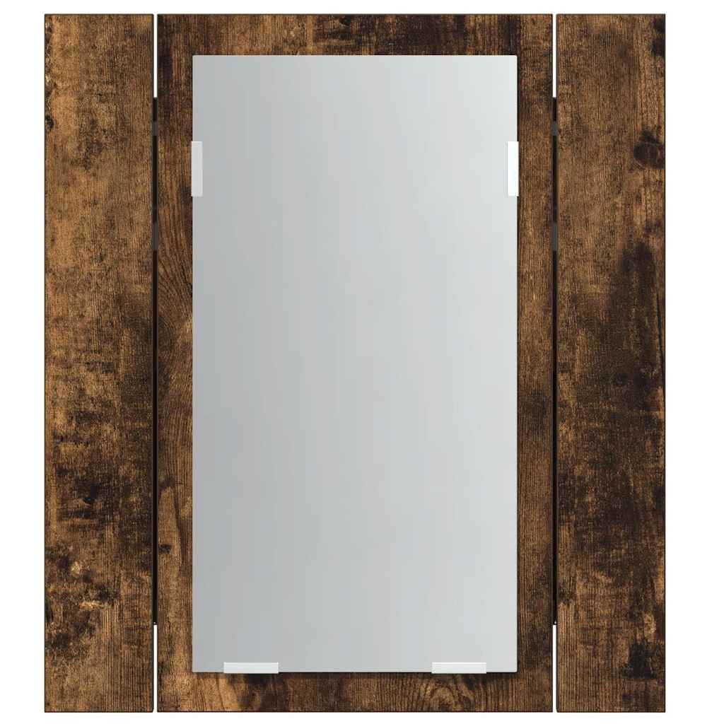 LED kupaonski ormarić s ogledalom boja hrasta 40x12x45cm drveni