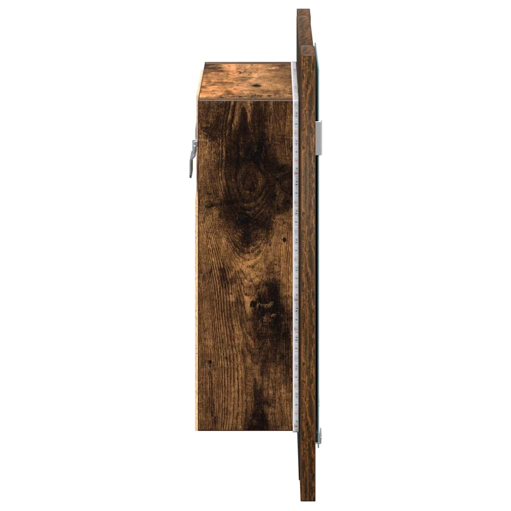 LED kupaonski ormarić s ogledalom boja hrasta 40x12x45cm drveni