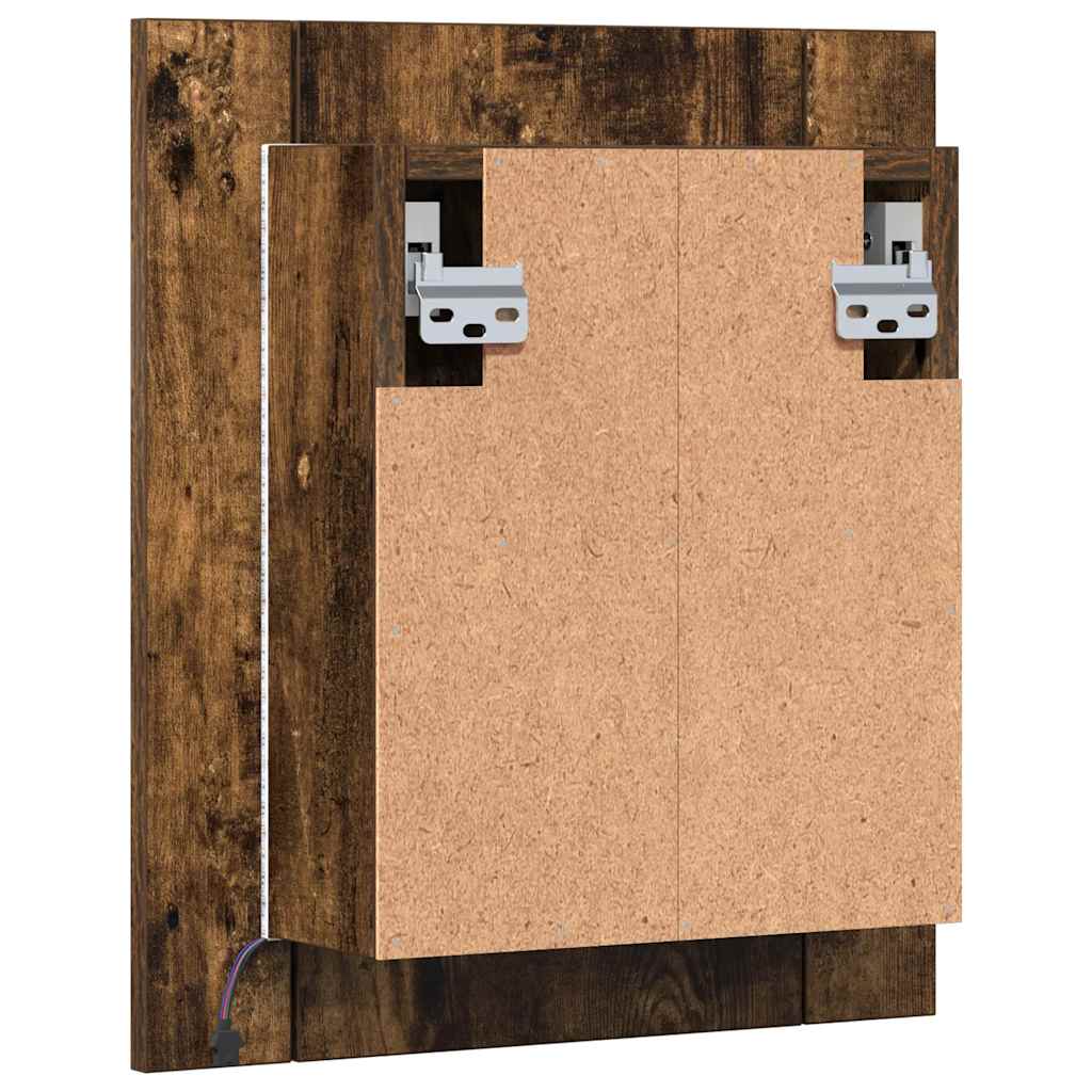 LED kupaonski ormarić s ogledalom boja hrasta 40x12x45cm drveni