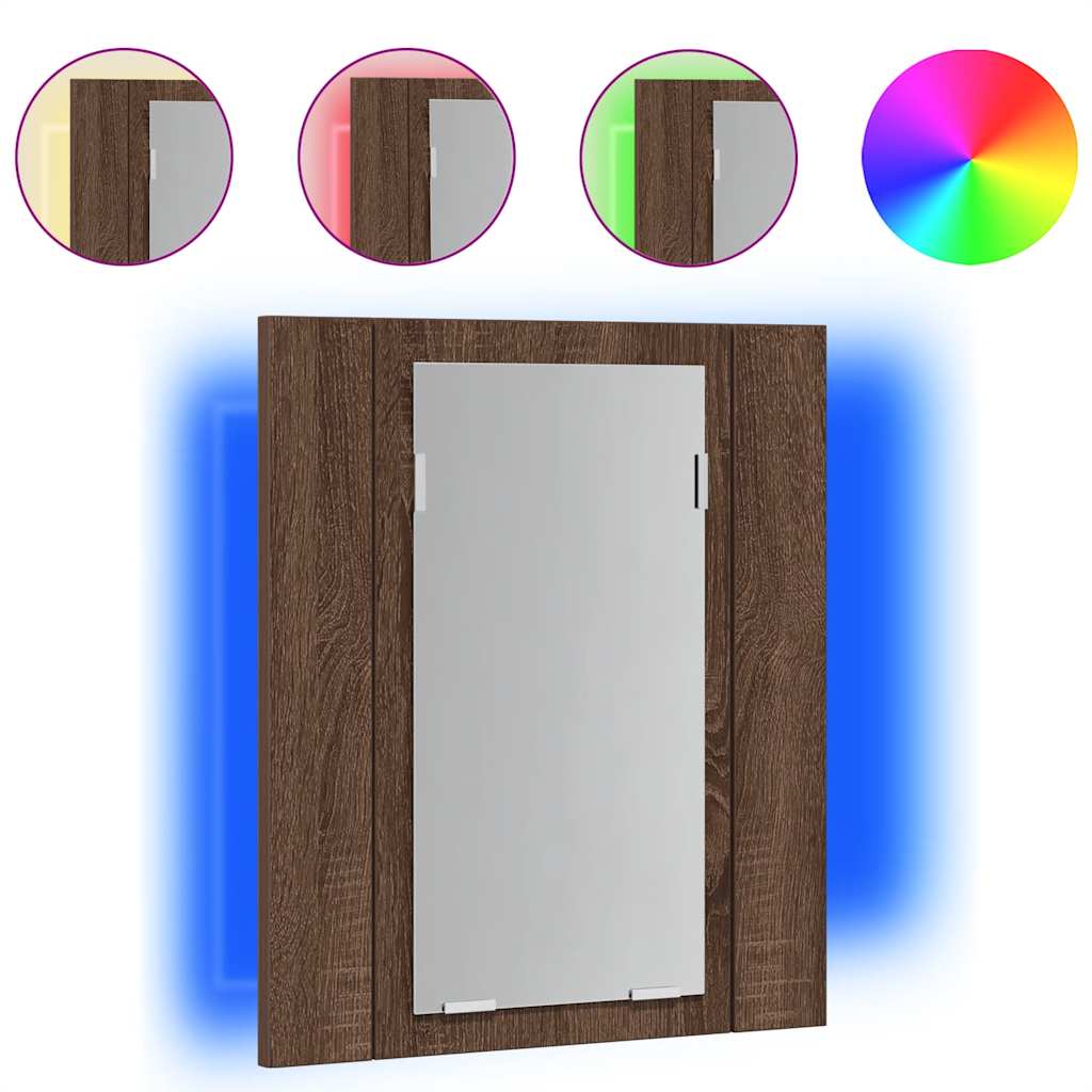 LED kupaonski ormarić s ogledalom boja hrasta 40x12x45cm drveni