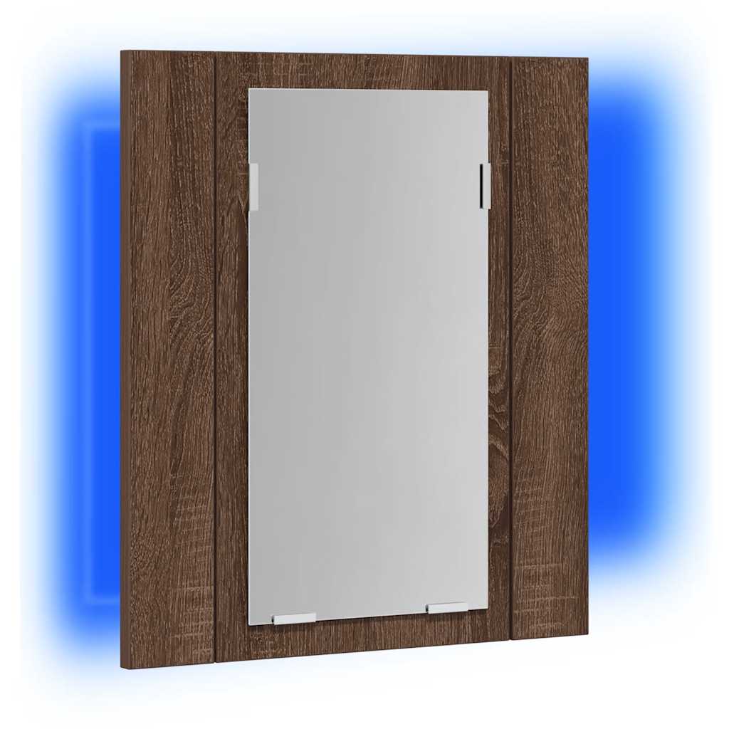 LED kupaonski ormarić s ogledalom boja hrasta 40x12x45cm drveni