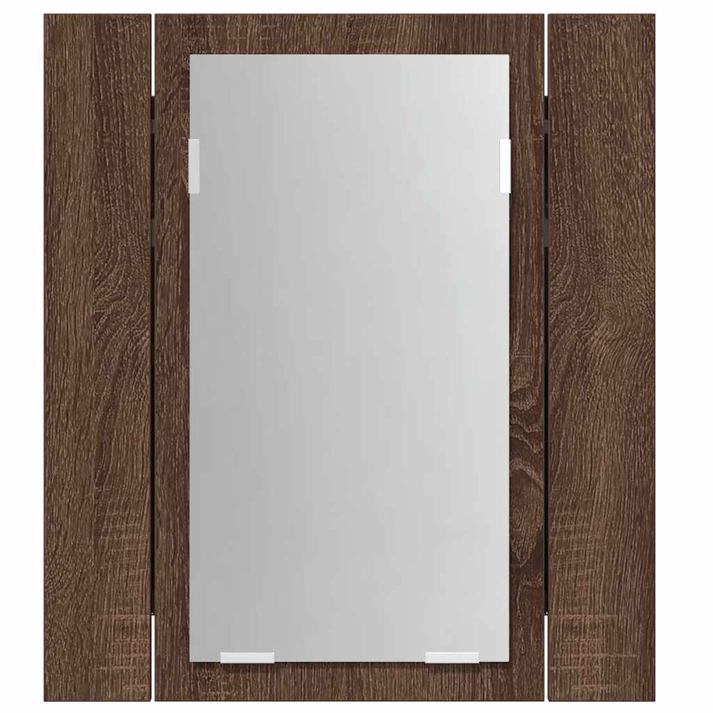 LED kupaonski ormarić s ogledalom boja hrasta 40x12x45cm drveni