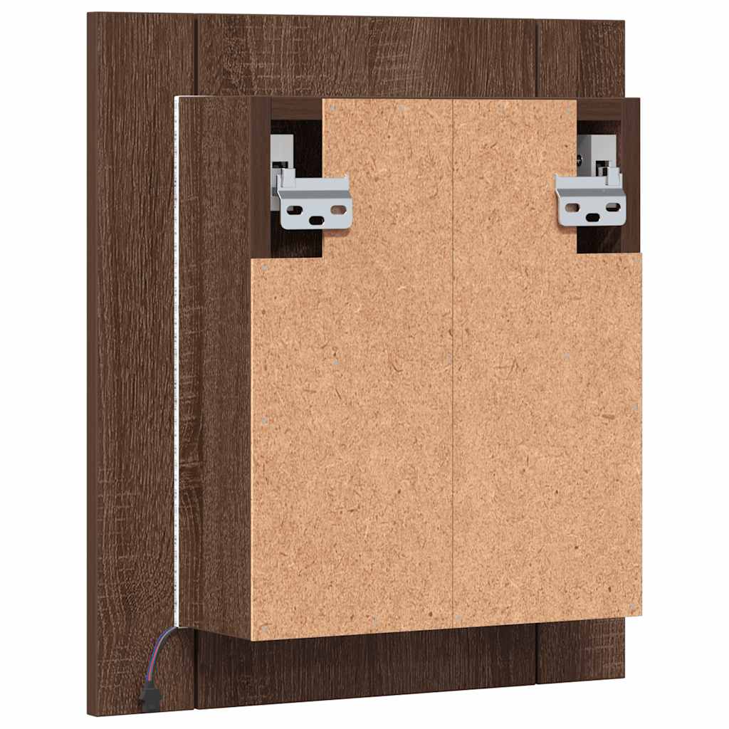 LED kupaonski ormarić s ogledalom boja hrasta 40x12x45cm drveni