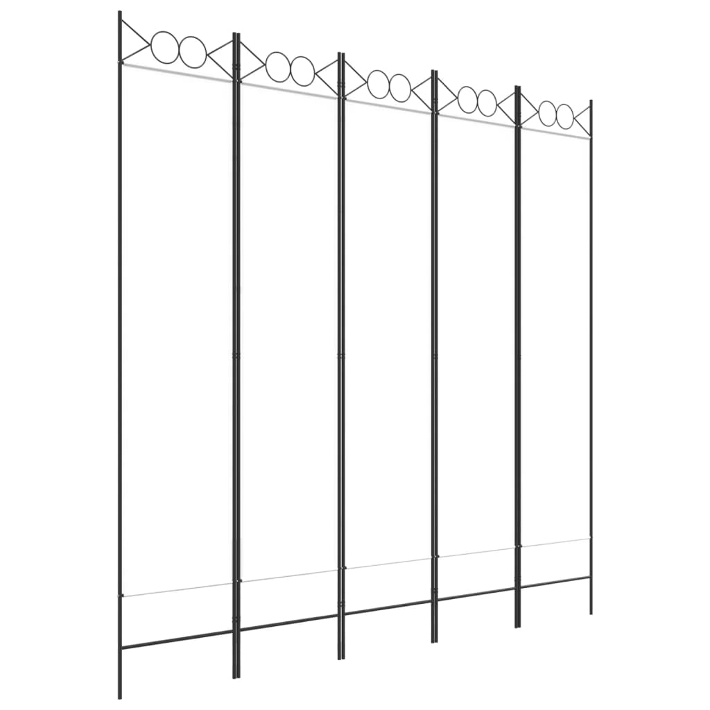 Sobna pregrada s 5 panela bijela 200 x 200 cm od tkanine