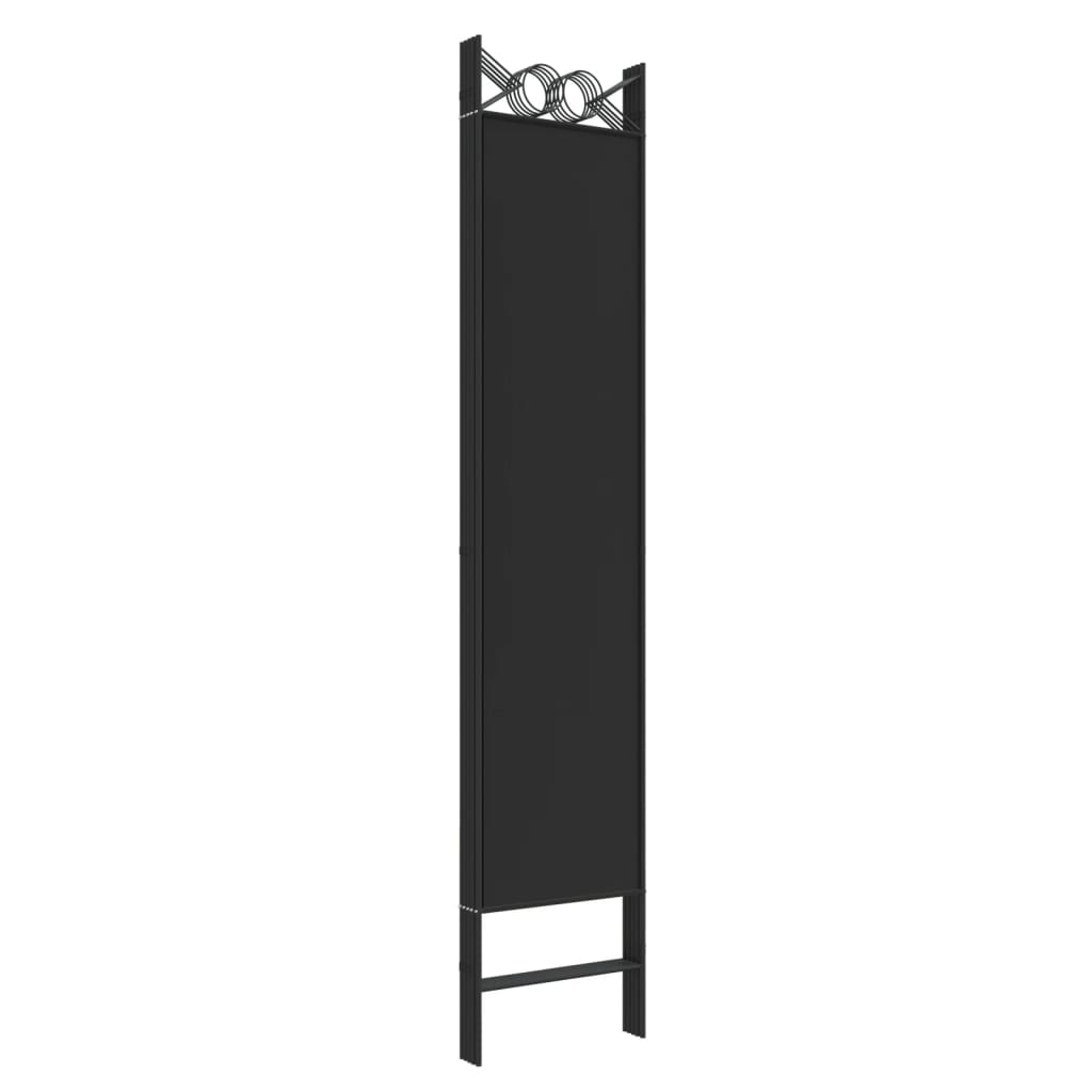 Sobna pregrada s 5 panela crna 200 x 200 cm od tkanine
