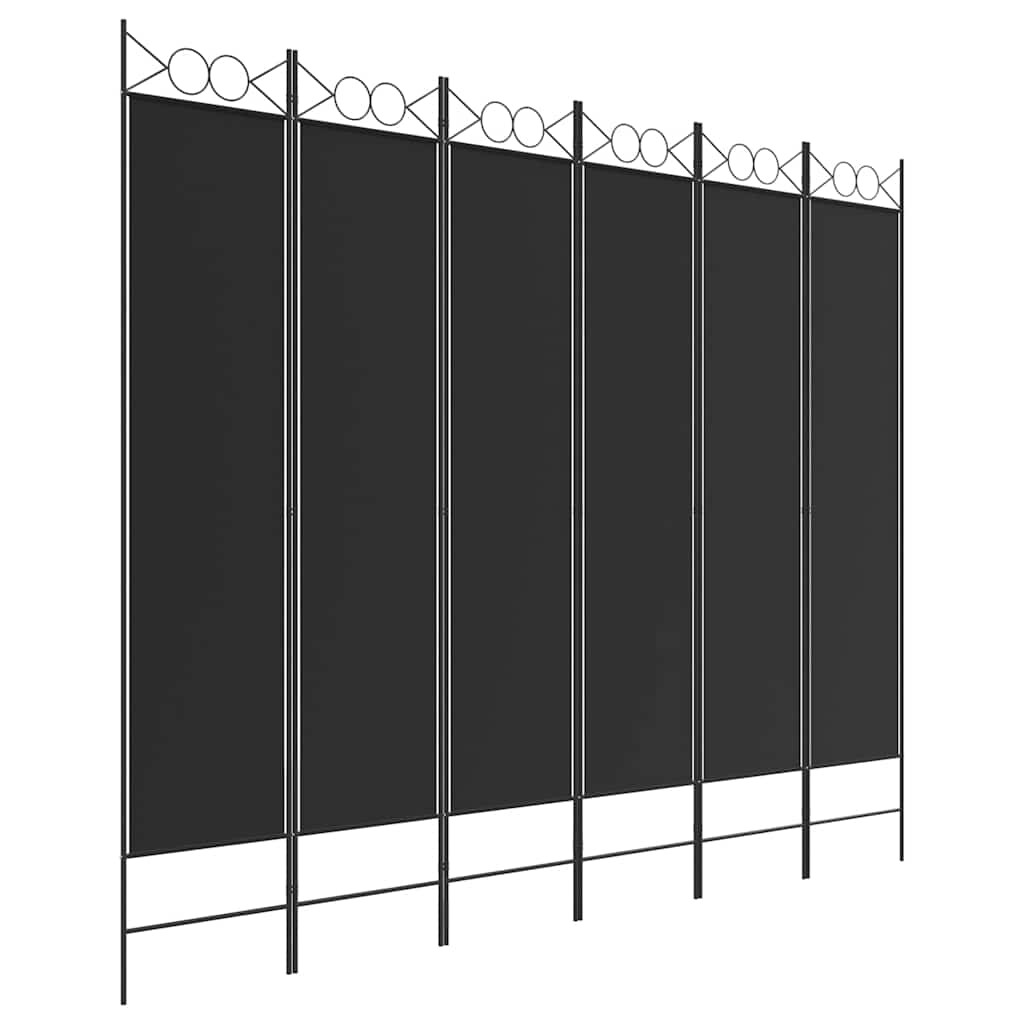 Sobna pregrada s 6 panela crna 240x200 cm od tkanine