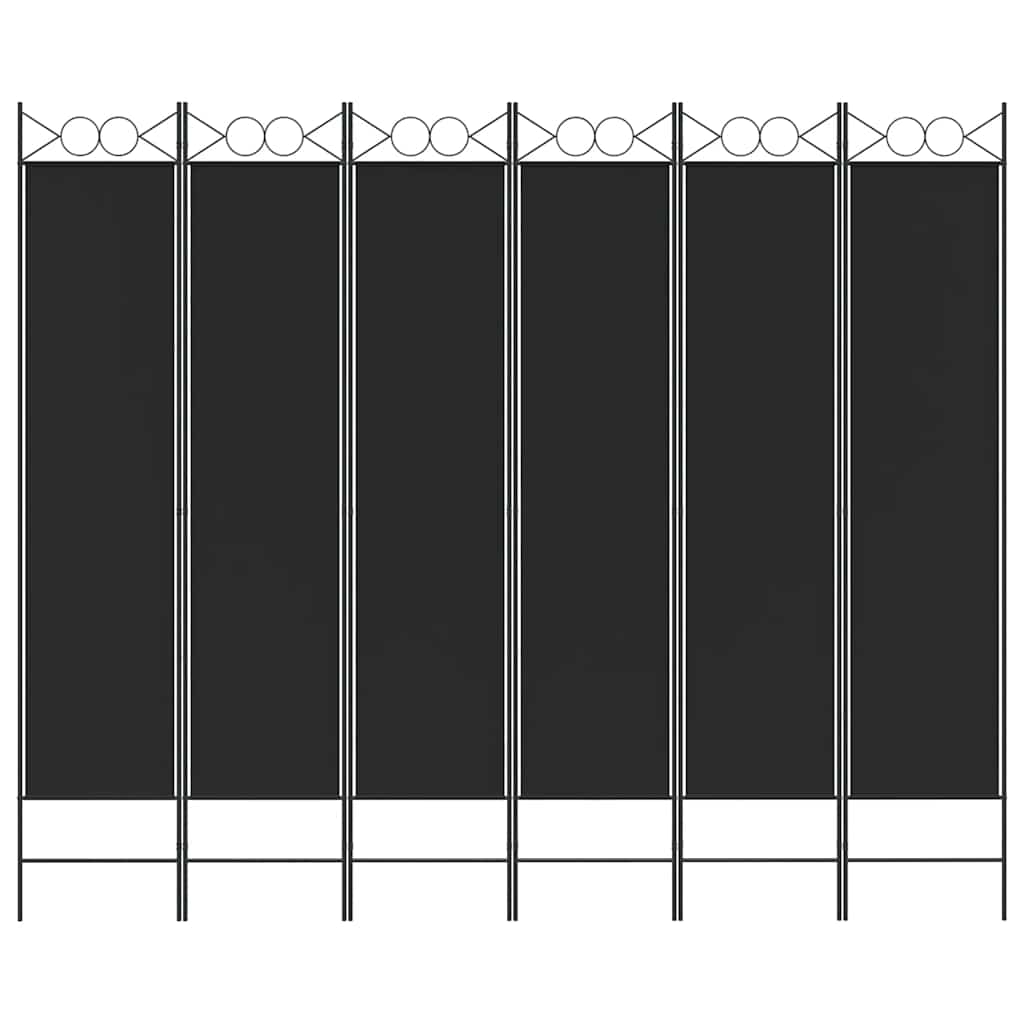 Sobna pregrada s 6 panela crna 240x200 cm od tkanine