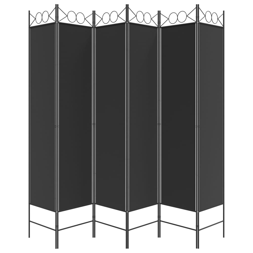 Sobna pregrada s 6 panela crna 240x200 cm od tkanine