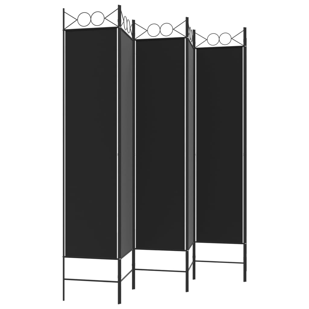 Sobna pregrada s 6 panela crna 240x200 cm od tkanine