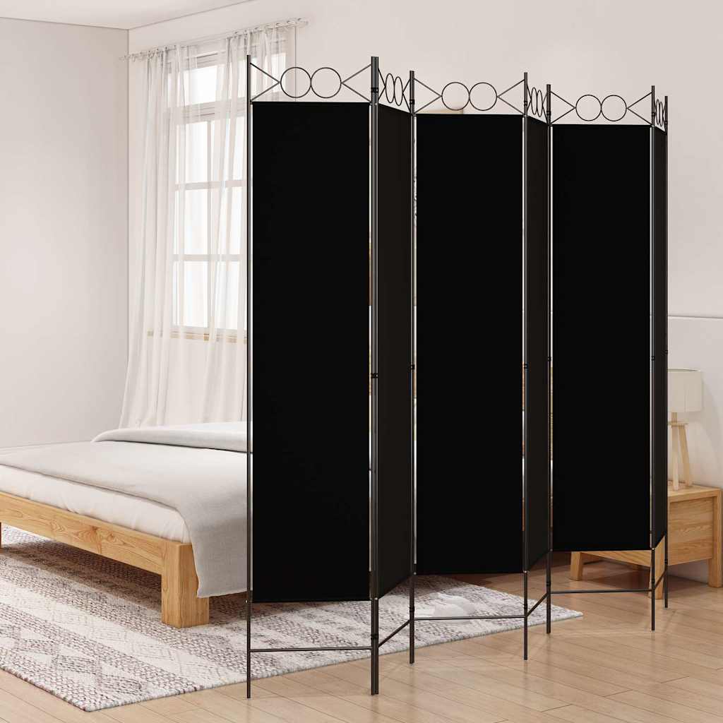 Sobna pregrada s 6 panela crna 240x200 cm od tkanine